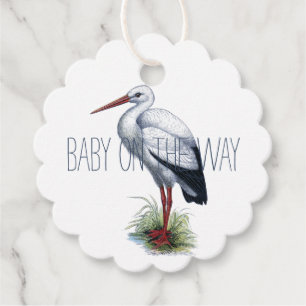 Elegant Stork Baby Shower Gift Favour Tags