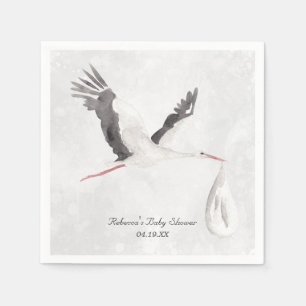 Elegant Stork Delivery Baby Shower Personalised Napkin
