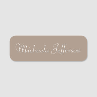 Elegant Straw Brown Trendy Handwritten Calligraphy Name Tag