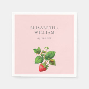 Elegant Strawberry and Peonies Personalised Napkin