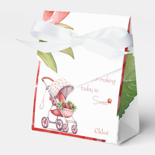 Elegant Strawberry baby shower  Favour Box (Front Side)