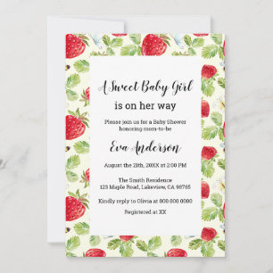Elegant Strawberry Baby Shower Invitation