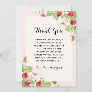 Elegant Strawberry Baby Shower Thank You Card