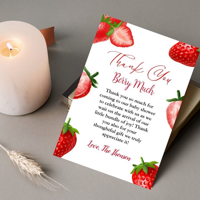 Elegant Strawberry baby shower thank you card (Creator Uploaded)
