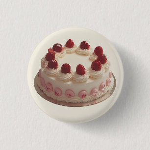 Elegant Strawberry Cream Cake 3 Cm Round Badge