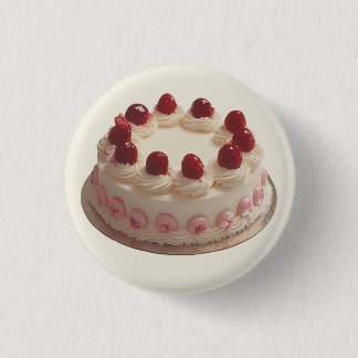 Elegant Strawberry Cream Cake 3 Cm Round Badge