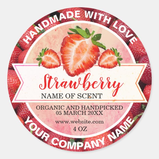 Elegant Strawberry Jam   Classic Round Sticker (Front)
