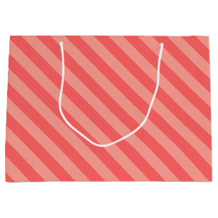 Elegant Strawberry Pink Striped Pattern Large Gift Bag