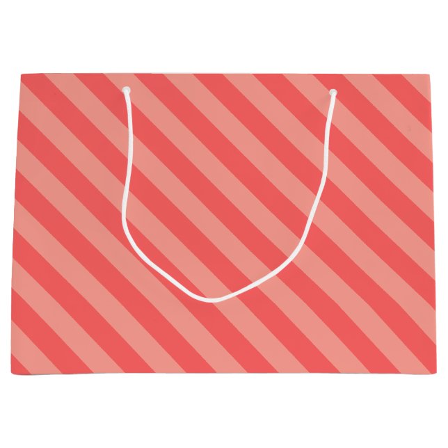 Elegant Strawberry Pink Striped Pattern Large Gift Bag (Front)