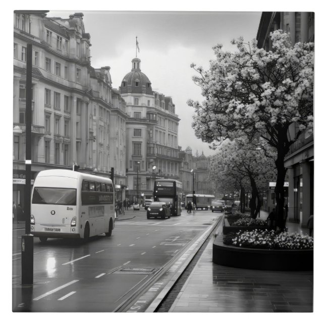 Elegant Street View  Ceramic Tile (Front)