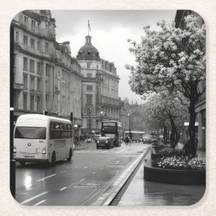 Elegant Street View Square Paper Coaster