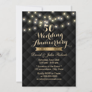 Elegant String Lights 50th Wedding Anniversary Invitation