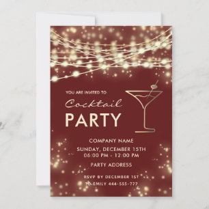 Elegant string lights corporate Cocktail party Invitation