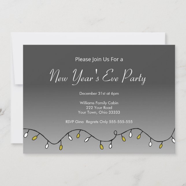 Elegant String Lights  New Year's Eve Party 2026 Invitation (Front)