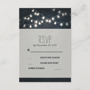 Elegant String Lights Night Stars Wedding RSVP Card