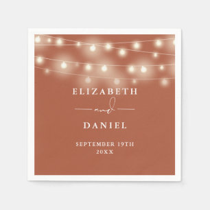 Elegant String Lights Terracotta Wedding Napkin