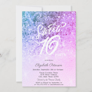 Elegant String Lights Violet Sequins Sweet 16  Invitation