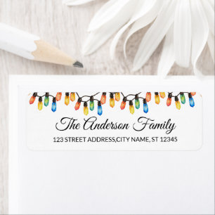 Elegant String of Merry Christmas Light Bulbs Return Address Label
