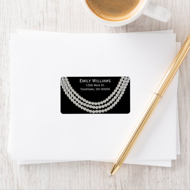 Elegant String of Pearls on Black Label (Insitu)