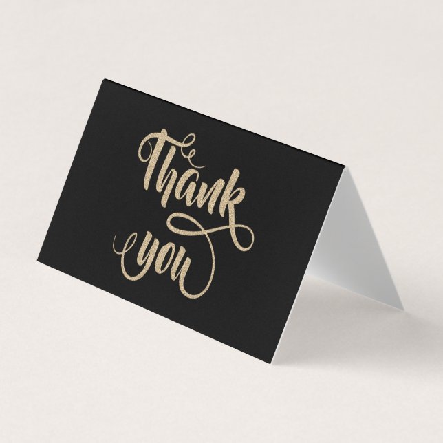 Elegant Stripe Black, Dots Thank You Card (Front)