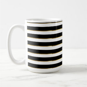  Elegant Stripe Black Gold White     Coffee Mug