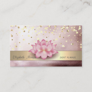 Elegant Stripe Confetti Rose Gold Lotus Business Card