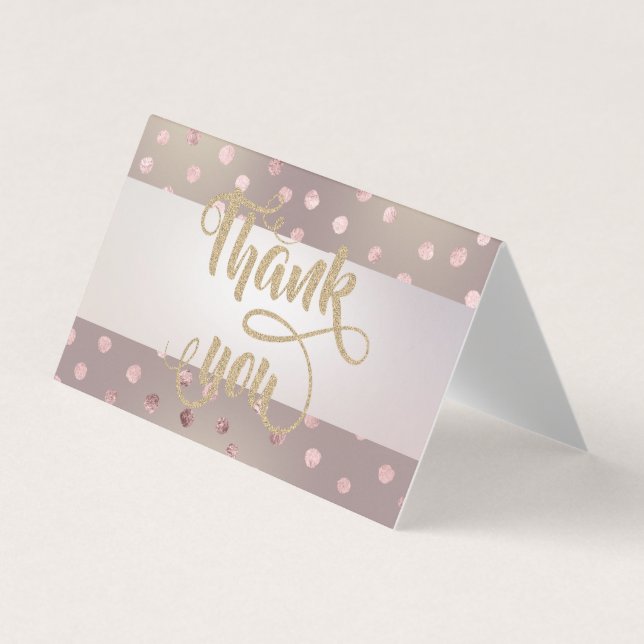 Elegant Stripe  Dots Thank You Card (Front)