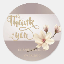 Elegant Stripe Magnolia You Wedding Sticker