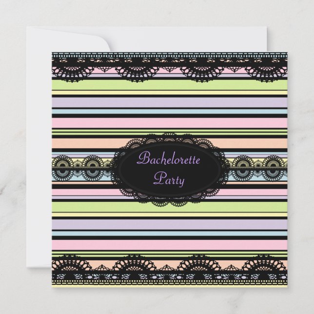 ELEGANT STRIPE PURPLE BACHELORETTE PARTY INVITATIO INVITATION (Front)
