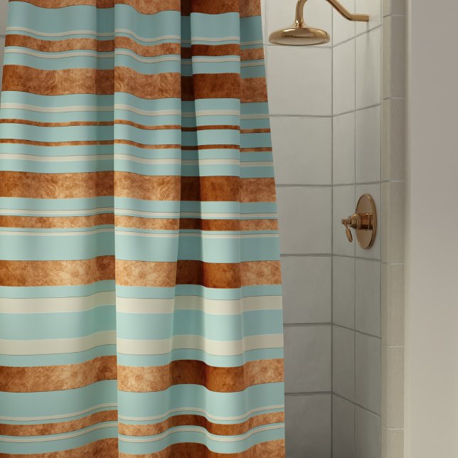 Elegant Stripe Robin Egg Blue Copper Shower Curtain (Creator Uploaded)