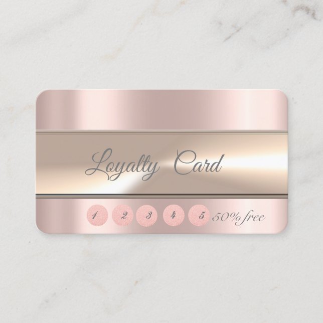Elegant Stripe  Rose Gold Loyalty Card (Front)
