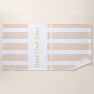 Elegant Striped Best Dad Ever Personalised Beach Towel