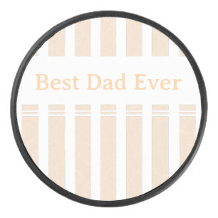 Elegant Striped Best Dad Ever Personalised Hockey Puck