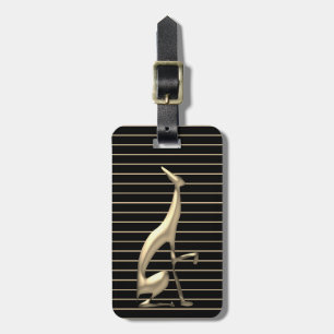 Elegant Striped Black and Gold Greyhound Dog Luggage Tag
