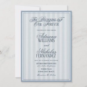Elegant Striped Blue Wedding Invitation