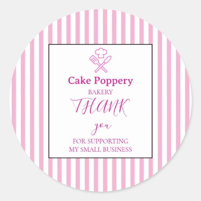 Elegant Striped Classic Round Sticker (Front)