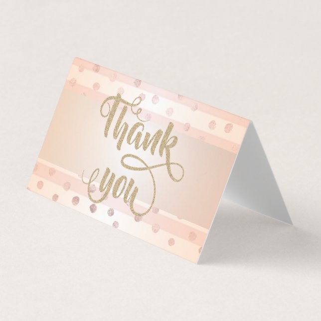 Elegant Striped , Dots Thank You Card (Front)