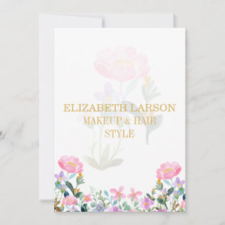 Elegant Striped Floral Beauty Artist Hair and Make Invitation