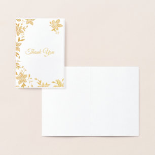 Elegant Striped Floral Thank You Foil Card
