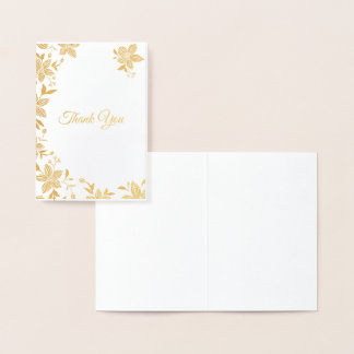 Elegant Striped Floral Thank You Foil Card