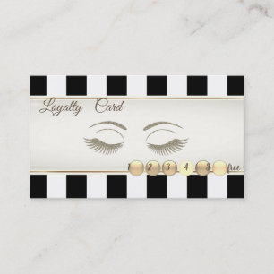 Elegant,Striped, Glittery Lashes Loyalty Card