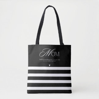 Elegant Striped Mom Appreciation Tote Bag