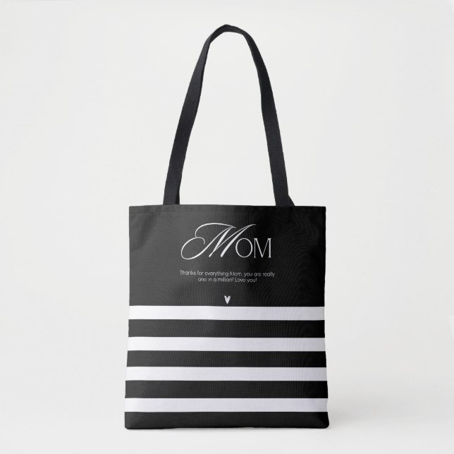 Elegant Striped Mom Appreciation  Tote Bag (Front)