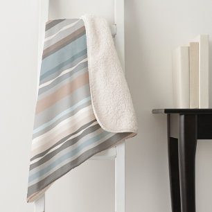 Elegant Striped Pattern Sherpa Blanket