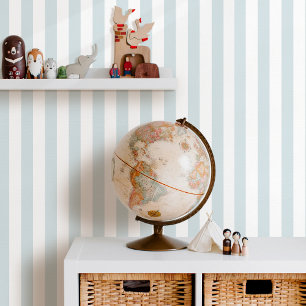 Elegant Striped Serene Pale Blue White Wallpaper