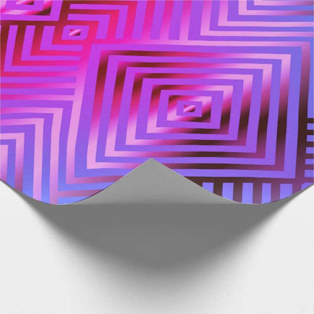 Elegant striped steel blue and gradient pink colou wrapping paper (Corner)