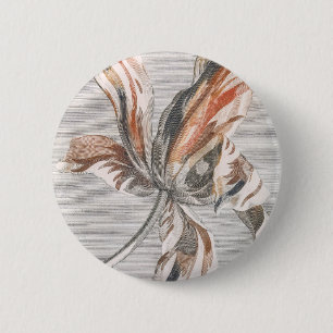 Elegant Striped Tulip Antique Flower Etching 6 Cm Round Badge