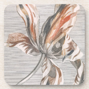 Elegant Striped Tulip Antique Flower Etching Coaster
