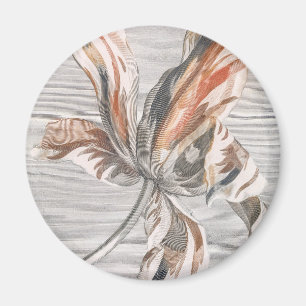 Elegant Striped Tulip Antique Flower Etching Magnet