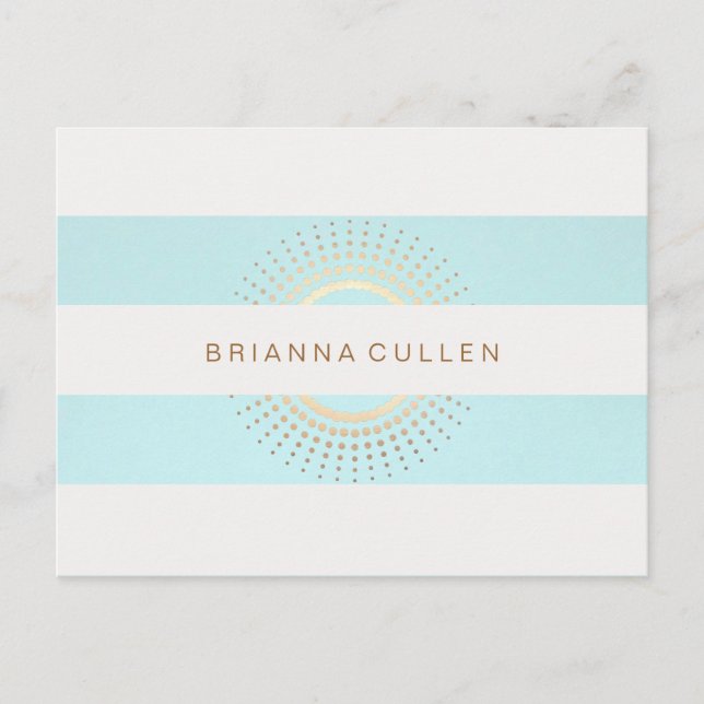 Elegant Striped Turquoise and Gold Circles Postcard (Front)